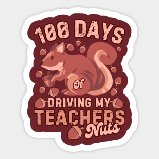 100 Days Of Driving My Teachers Nuts Squirrel Kids Funny Sticker